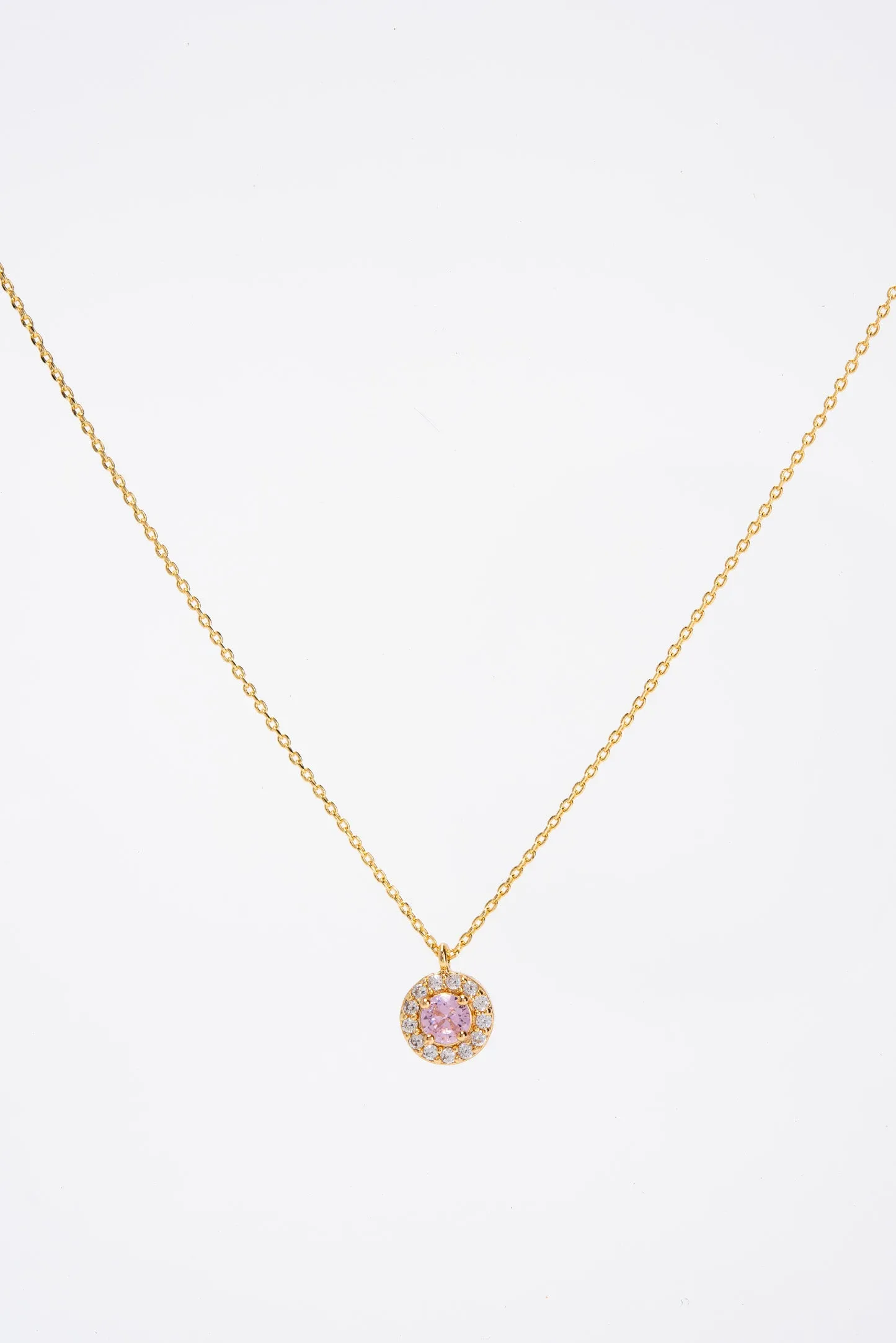 Jenna CZ Solitaire Bezzle Necklace - Gold Rose