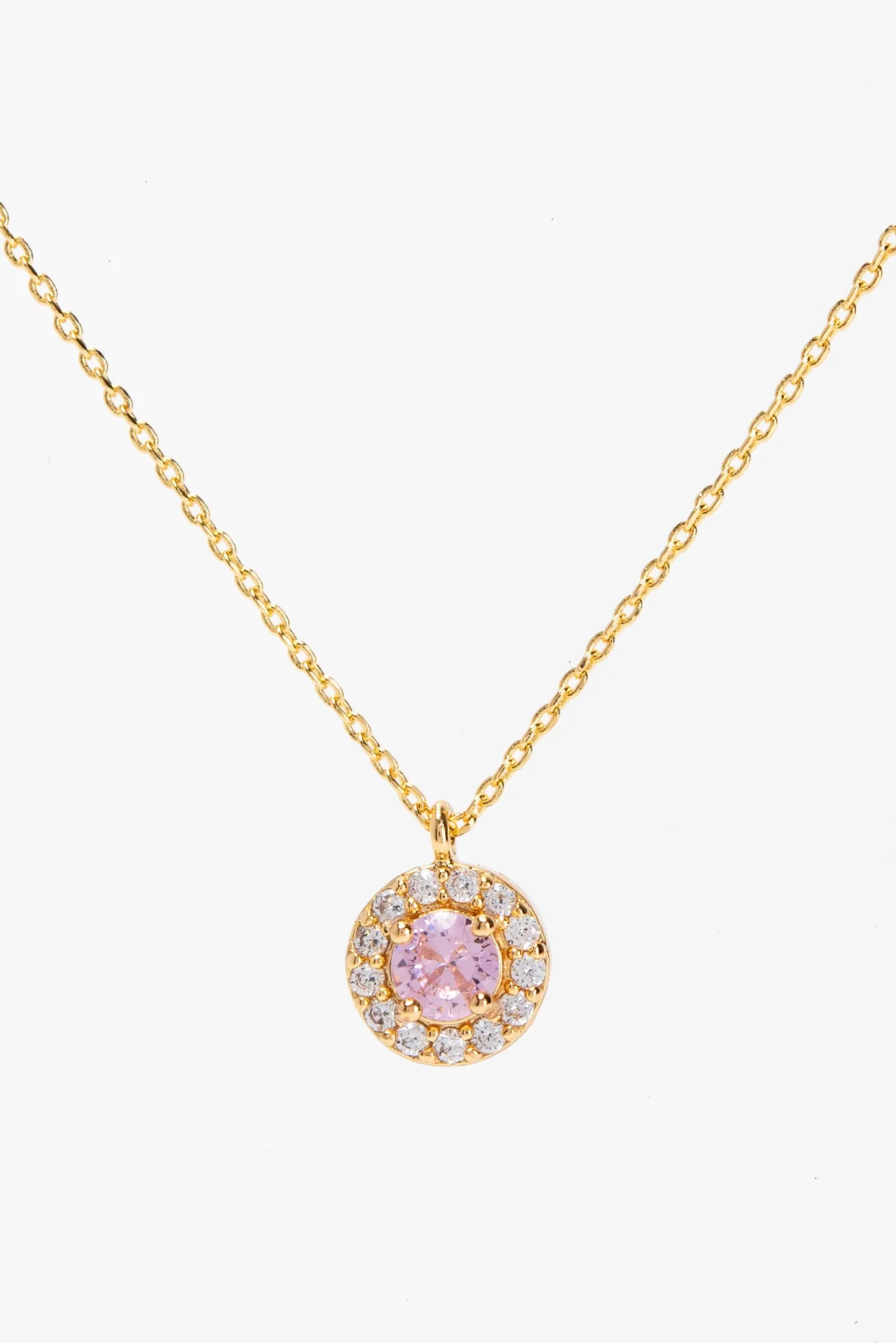 Jenna CZ Solitaire Bezzle Necklace - Gold Rose