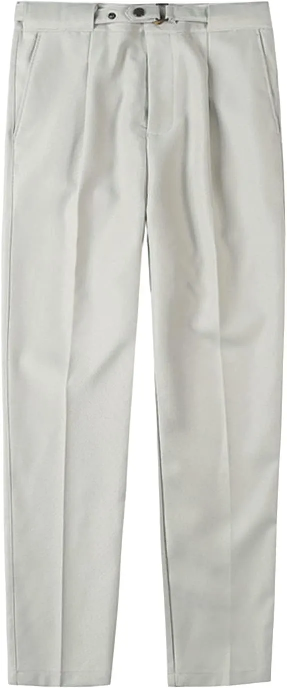 JEShifangjiusu Men's Dress Trousers Solid Color Flat Front Skinny Business Pants Slim Fit Chino Pencil Formal Pants (29,Light Grey), Light Grey, 29