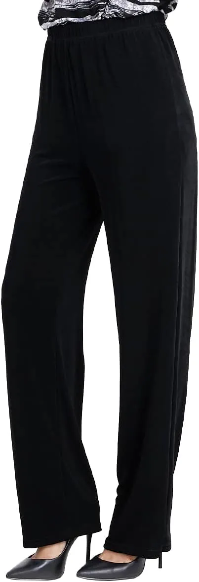 Jostar Women's Elastic Waist Pants  Pull On Acetate Non Iron Stretch Straight Leg Relaxed Fit Basic Trouser