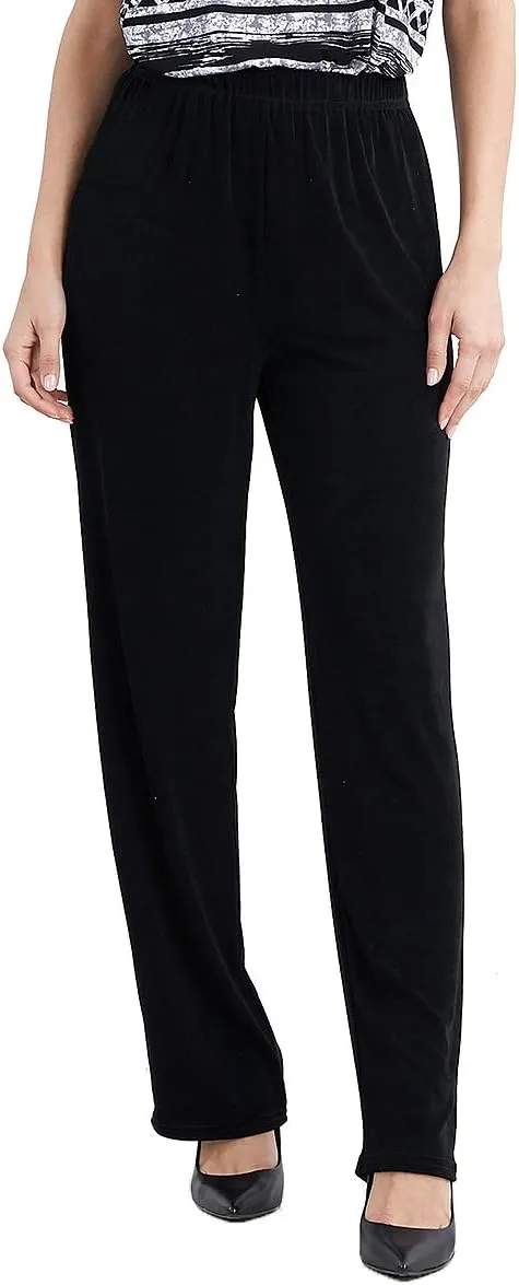Jostar Women's Elastic Waist Pants  Pull On Acetate Non Iron Stretch Straight Leg Relaxed Fit Basic Trouser