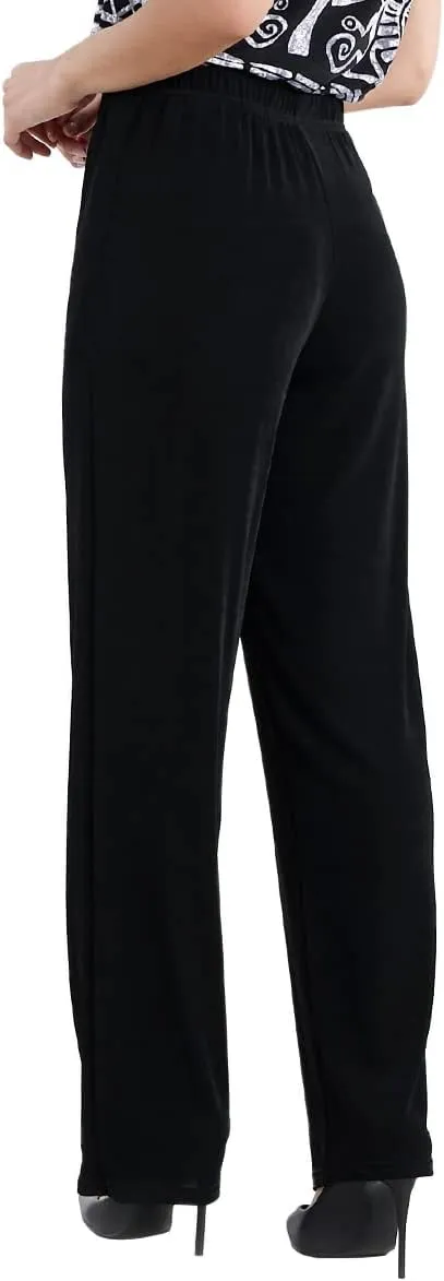 Jostar Women's Elastic Waist Pants  Pull On Acetate Non Iron Stretch Straight Leg Relaxed Fit Basic Trouser