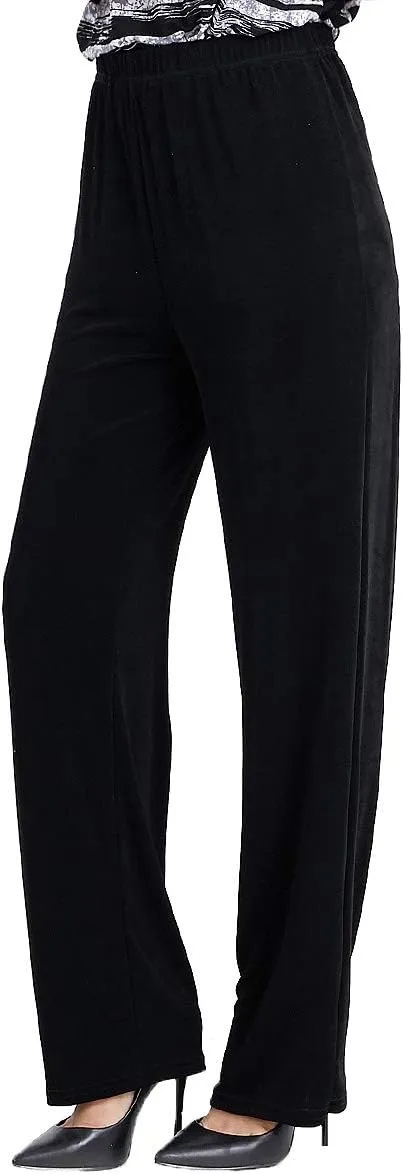 Jostar Women's Elastic Waist Pants  Pull On Acetate Non Iron Stretch Straight Leg Relaxed Fit Basic Trouser