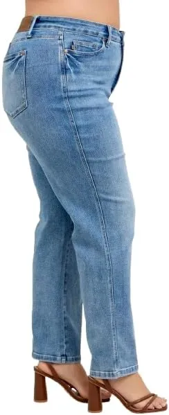 Judy Blue Mid Rise Tumm Control Vintage Wash Straight Jeans 88943