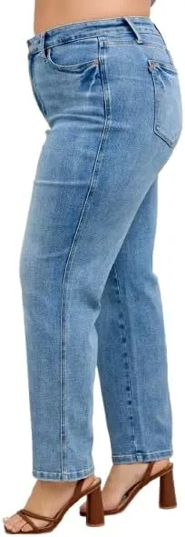 Judy Blue Mid Rise Tumm Control Vintage Wash Straight Jeans 88943