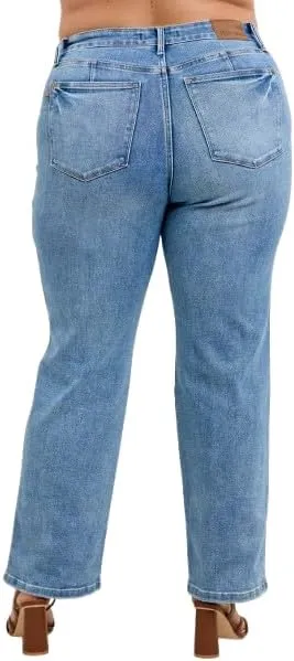 Judy Blue Mid Rise Tumm Control Vintage Wash Straight Jeans 88943