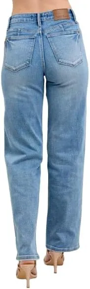 Judy Blue Mid Rise Tumm Control Vintage Wash Straight Jeans 88943