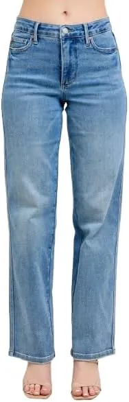 Judy Blue Mid Rise Tumm Control Vintage Wash Straight Jeans 88943