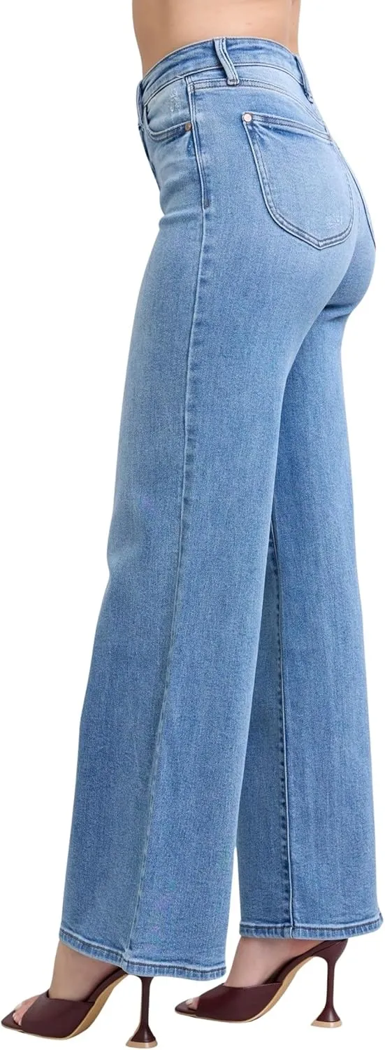 Judy Blue Women's High-Rise Vintage Wash Retro Wide Leg Jeans
