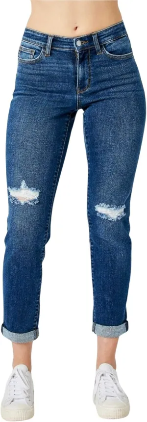 Judy Blue Women's Mid Rise Destroyed Slim Jeans