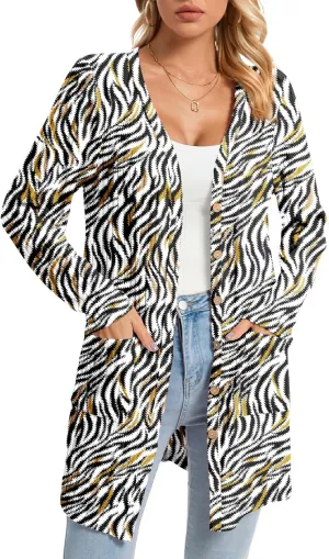 KUOTAI Womens Fall Fashion Lightweight Cardigan Long Sleeve Open Front Casual Knit Coat with Pockets