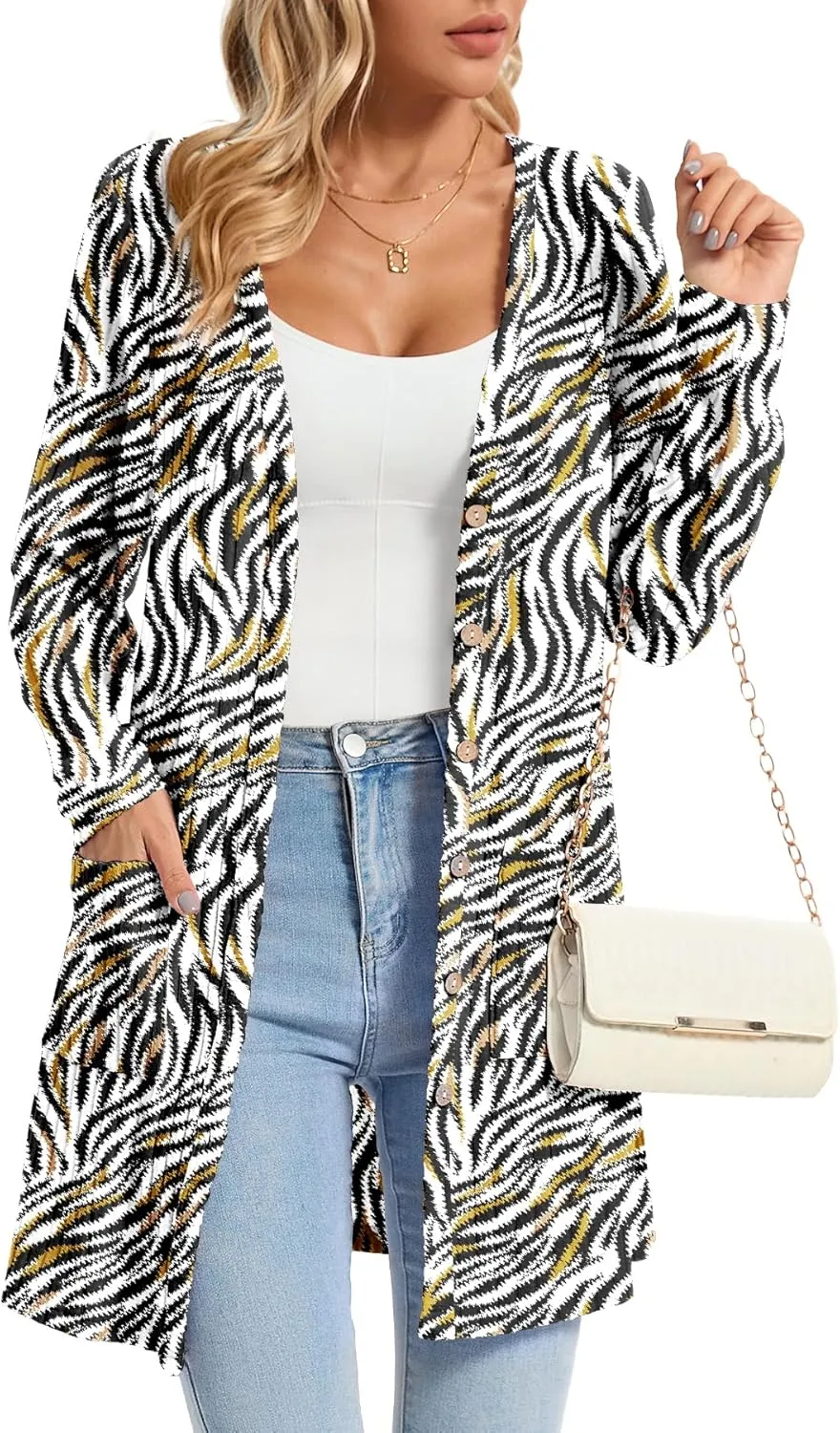KUOTAI Womens Fall Fashion Lightweight Cardigan Long Sleeve Open Front Casual Knit Coat with Pockets