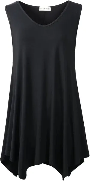 LARACE Plus Size Tank Tops for Women V Neck T Shirts Summer Sleeveless Tunic Tops Loose Fit Flowy Blouse