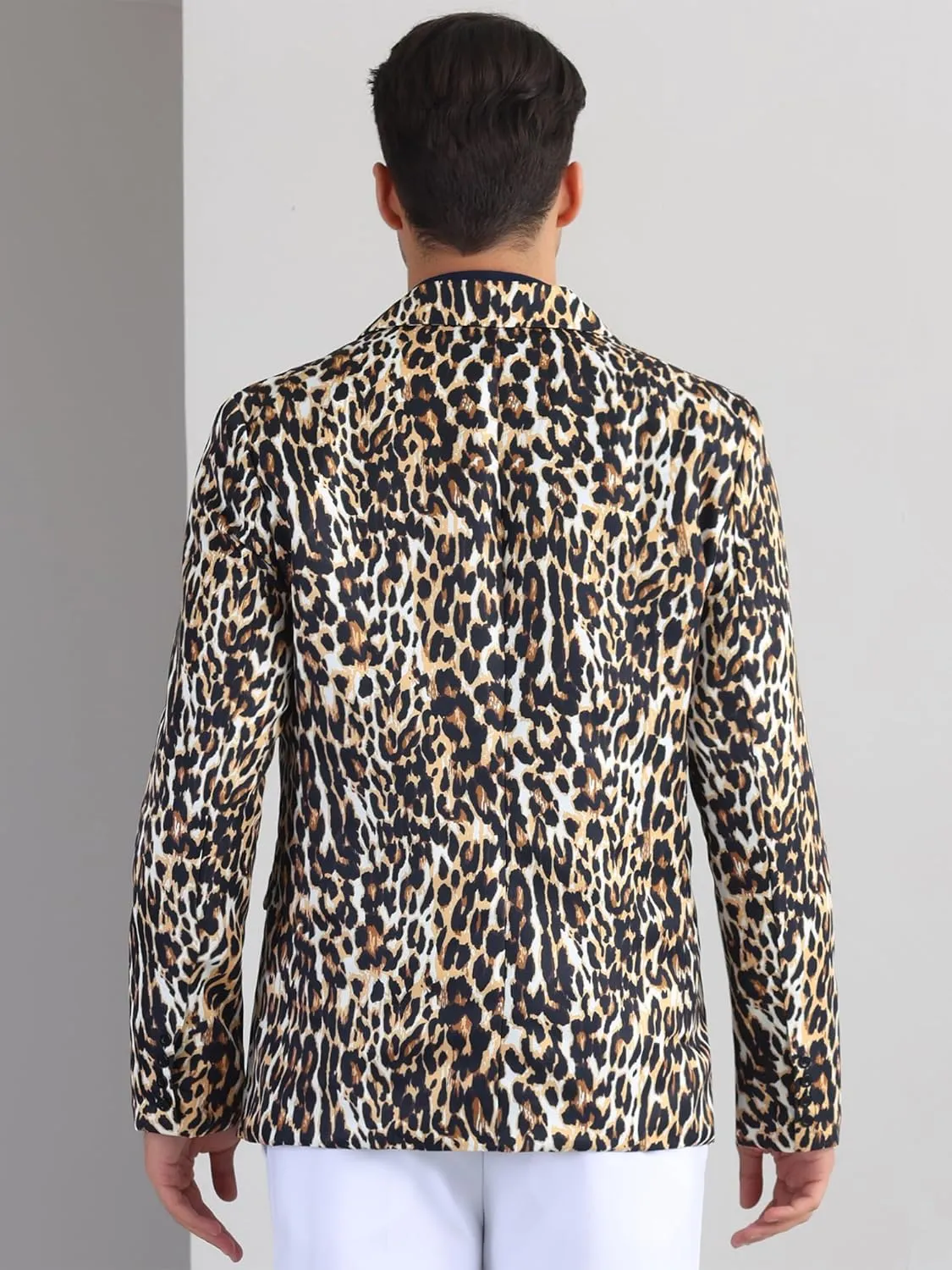 Lars Amadeus Animal Printed Blazer for Men's Festival Peak Lapel Double-Breasted Sport Coat Festival Suit Jacket
