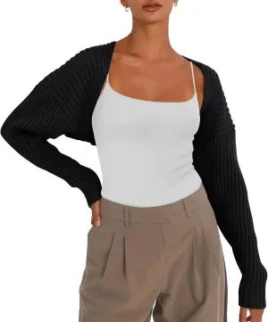 LILLUSORY Womens Crop Cardigans Sweater Bolero Shrug Y2K Cute Tops Fall Fashion Trendy Long Sleeve Outfit 2025