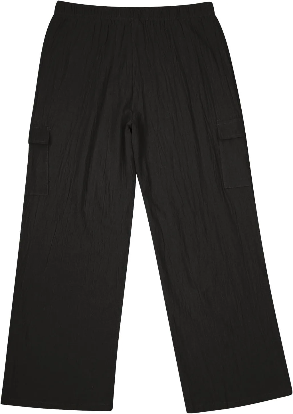 Linen Cargo Pants for Mens Casual Solid Color Drawstring Pants Lightweight Breathable Plain Outdoor Sweatpants with Pockets