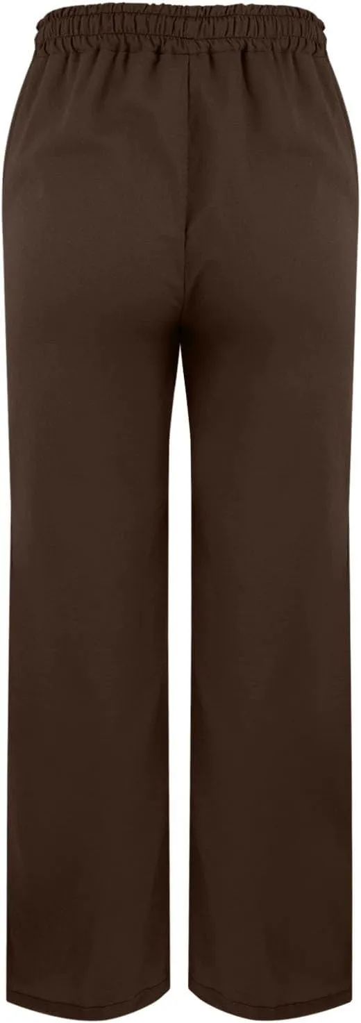 Linen Pants for Women 2025 Summer Drawstring Straight Leg Elastic Waist Lounge Trousers Casual Beach Pant with Split