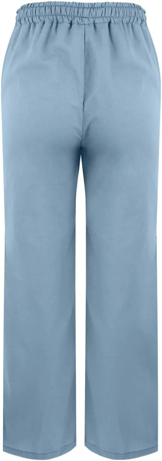 Linen Pants Women High Waisted Beach Pants Loose Lightweight Wide Leg Trousers with Pockets Workout Vacation Capris
