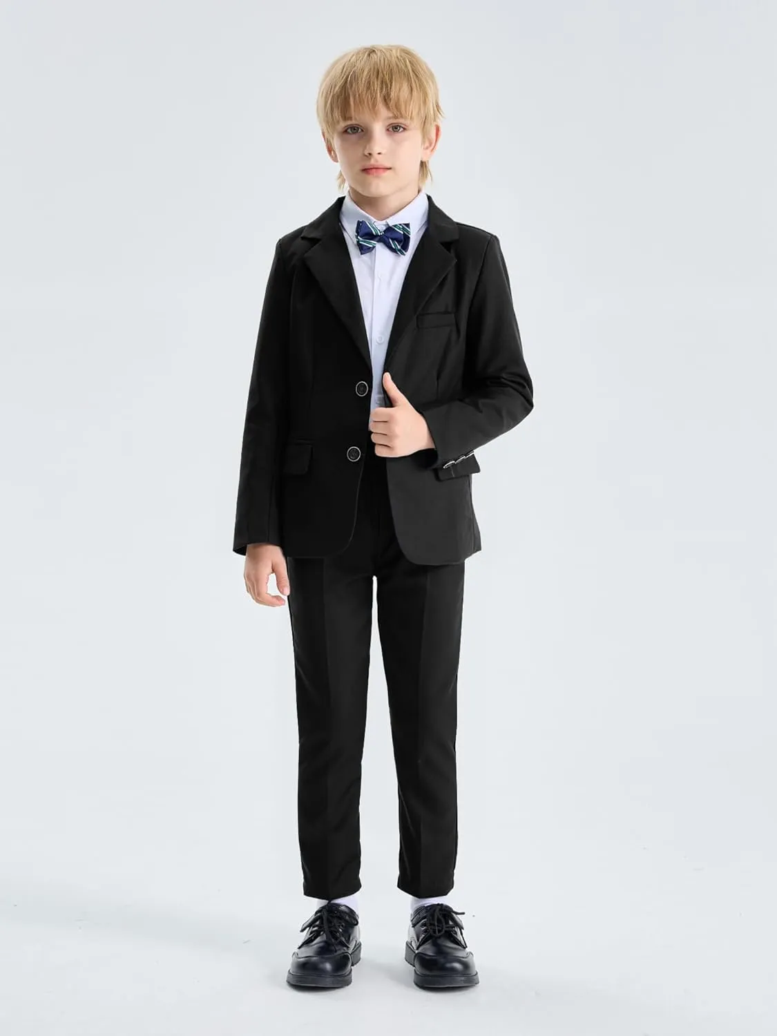LOLANTA Boys Suit 2PCs Tuxedo Jacket Formal Wedding Ring Bearer Outfit, Birthday Proms Dinner Blazers