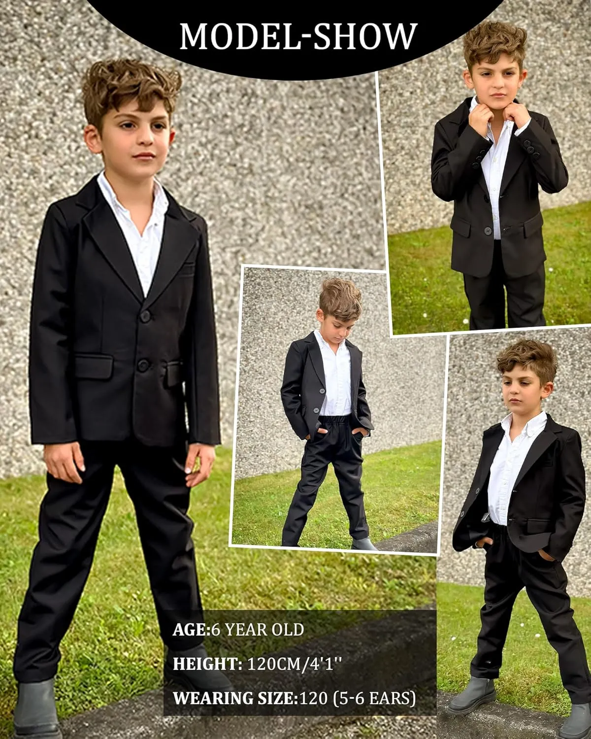 LOLANTA Boys Suit 2PCs Tuxedo Jacket Formal Wedding Ring Bearer Outfit, Birthday Proms Dinner Blazers