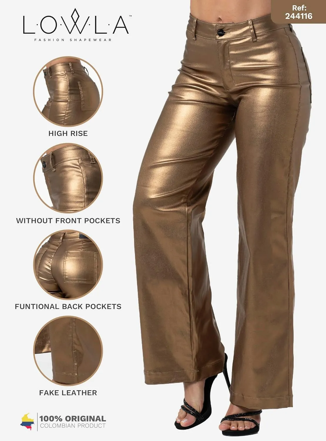 L.O.W.L.A SHAPEWEAR Butt Lifting Faux Leather Pants | Pantalones Colombianos Levanta Cola | Black Pleather Jeans