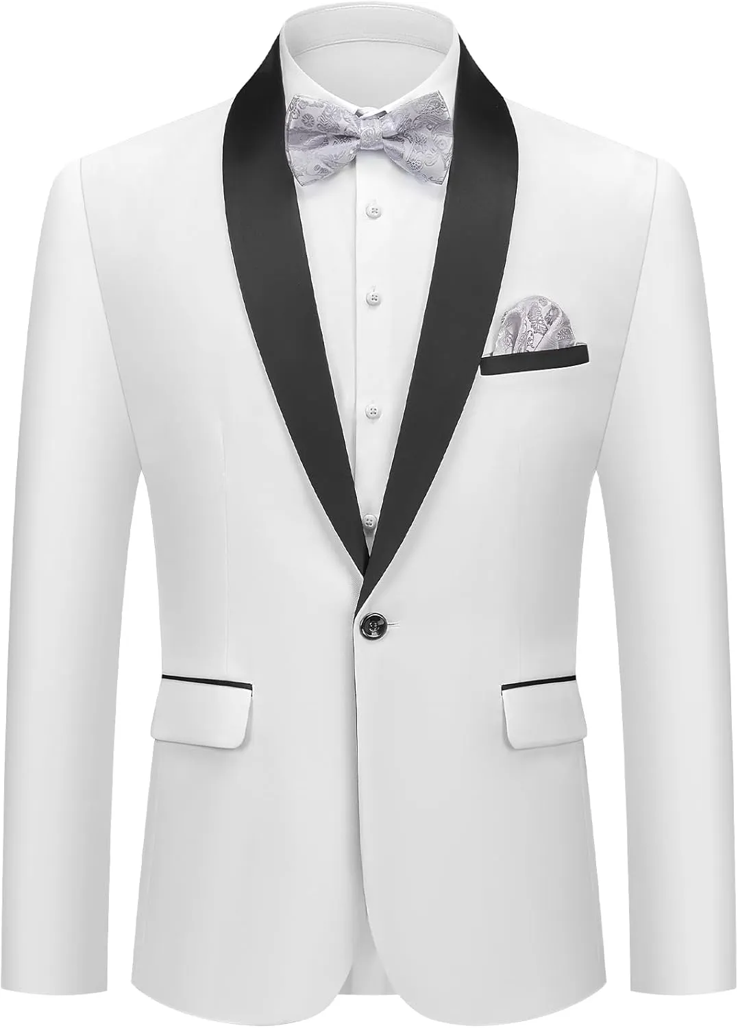 MAGE MALE Men's Tuxedo Jacket Slim Fit One Button Solid Blazer Jacket for Dinner,Prom,Party