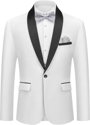 MAGE MALE Men's Tuxedo Jacket Slim Fit One Button Solid Blazer Jacket for Dinner,Prom,Party