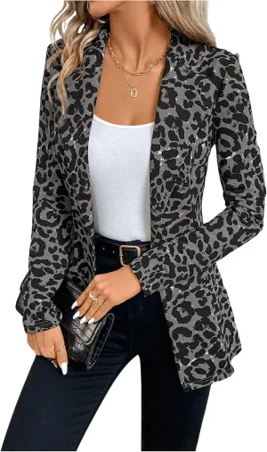 MakeMeChic Women's Houndstooth Blazer Jacket Button Down Long Sleeve Work Casual Blazer