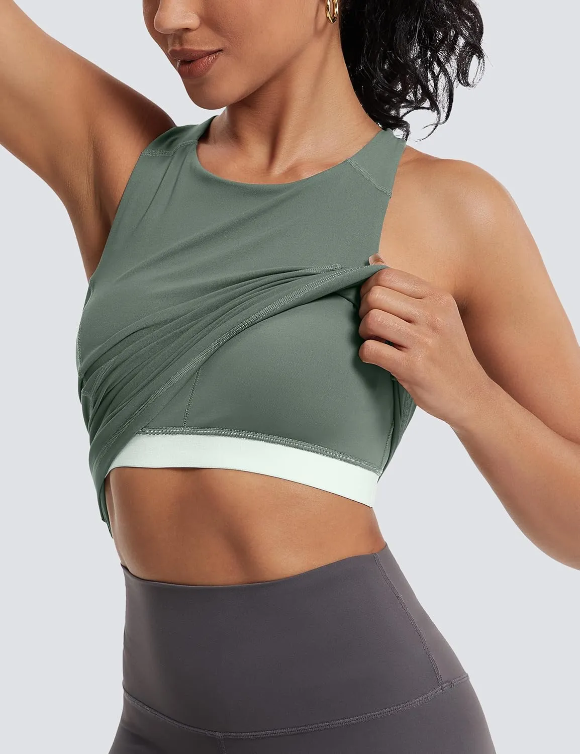 MathCat Womens Cross Back Workout Tank Tops-with Built in Bra, High Neck Athletic Yoga Gym Tank Tops