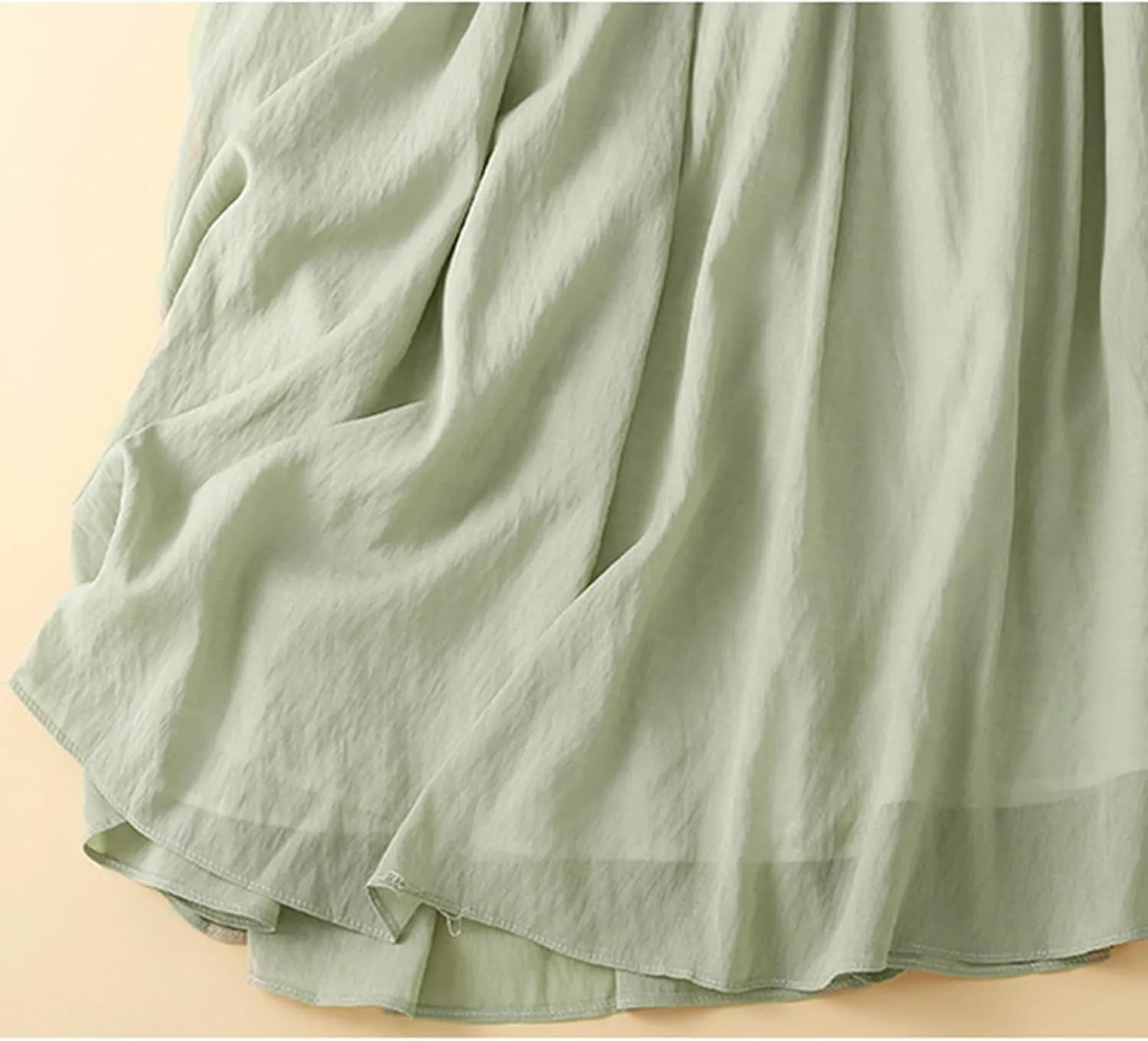 Maxi Skirts for Women Summer Linen High Waist Cotton Retro Double Layered Elastic Solid Flowy Casual Vacation Outfits