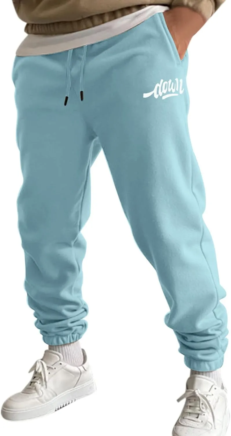 Mens Autumn and Winter High Street Fashion Leisure Loose Sports Running Solid Color Lace Up Pants Sweater Sport