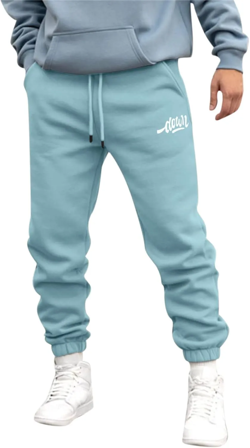 Mens Autumn and Winter High Street Fashion Leisure Loose Sports Running Solid Color Lace Up Pants Sweater Sport