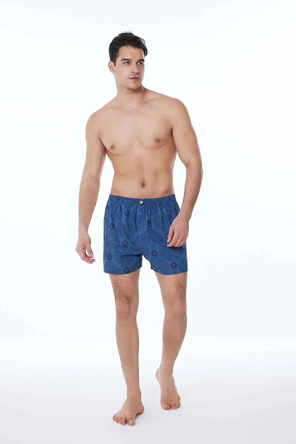 Men's Boxers Underwear 100% Cotton Printed Woven Boxers for Men Pack Boxer Shorts