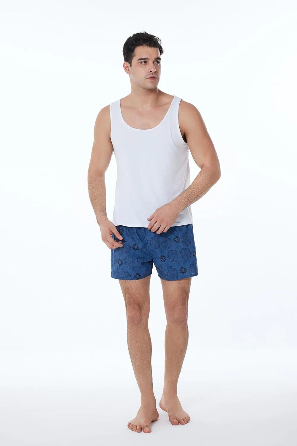 Men's Boxers Underwear 100% Cotton Printed Woven Boxers for Men Pack Boxer Shorts