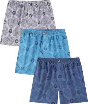Men's Boxers Underwear 100% Cotton Printed Woven Boxers for Men Pack Boxer Shorts