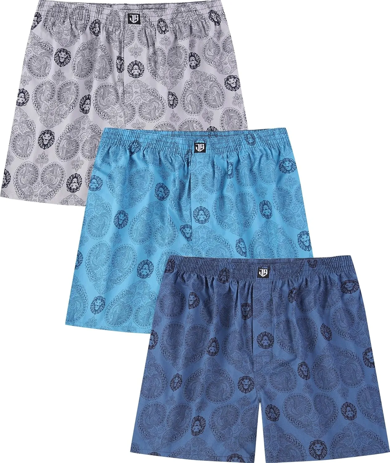 Men's Boxers Underwear 100% Cotton Printed Woven Boxers for Men Pack Boxer Shorts