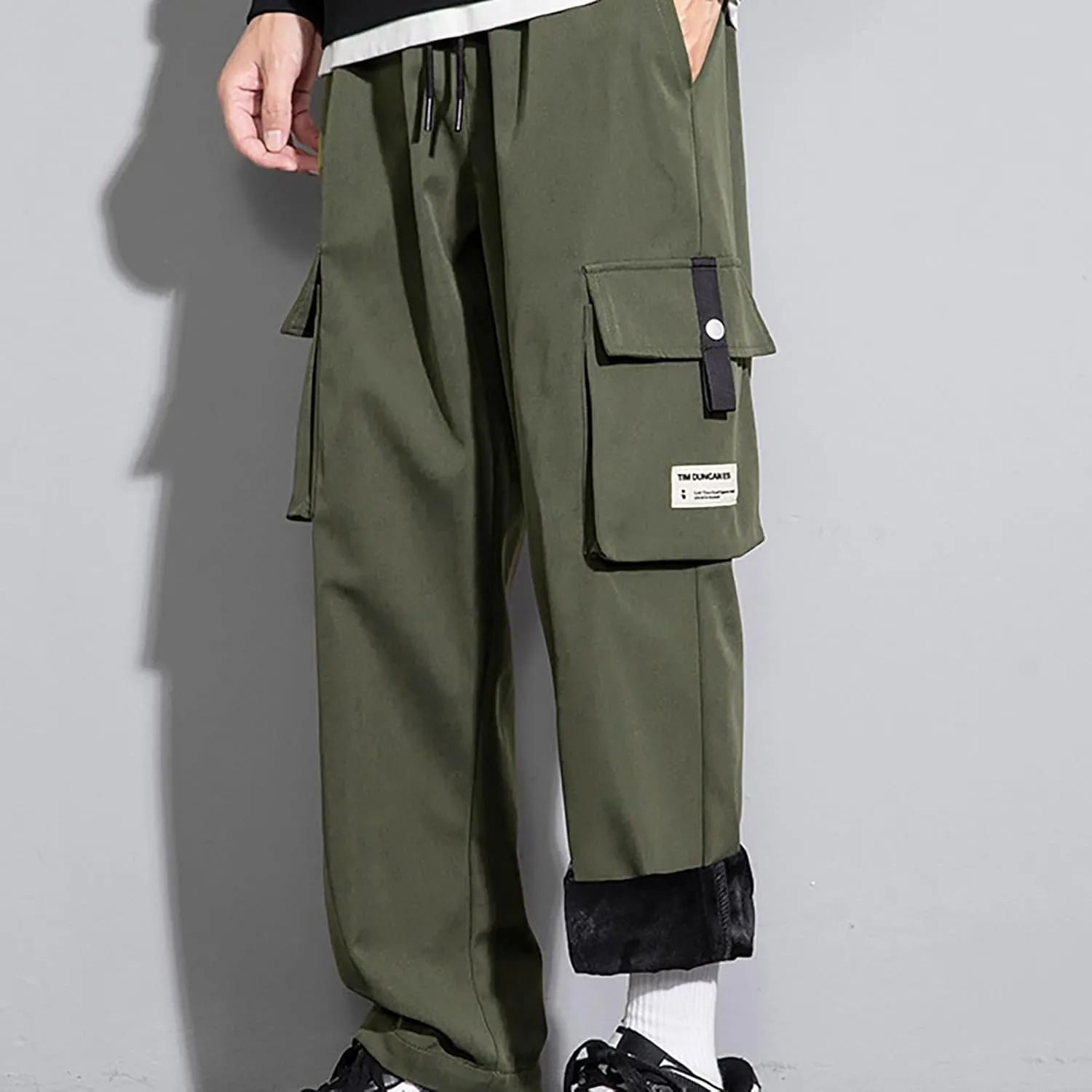 Mens Cargo Pants Workwear Pants for Men Flannel Lined Cargo Pants Men's High Stretch Multi-Pocket Cargo Pants Mens
