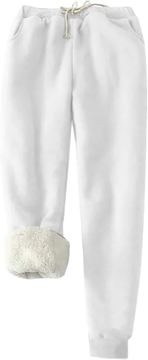 Mens Casual Fleece Pants Relaxed Fit Stretch Waist Warm Sweatpants Plus Size Soft Comfy Winter Lounge Pants with Pockets