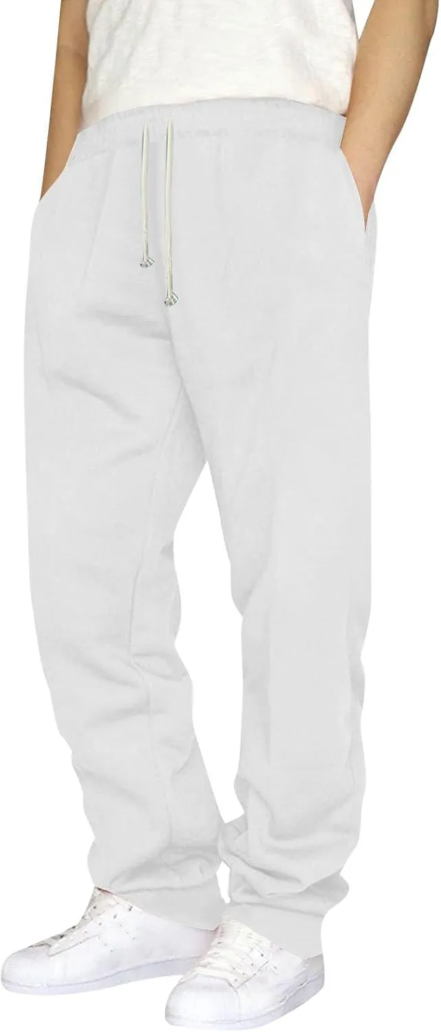 Mens Casual Fleece Pants Relaxed Fit Stretch Waist Warm Sweatpants Plus Size Soft Comfy Winter Lounge Pants with Pockets