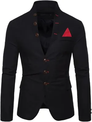 Mens Casual Solid Color Blazer Multi-Buttons Slim Fit Sports Coat for Wedding