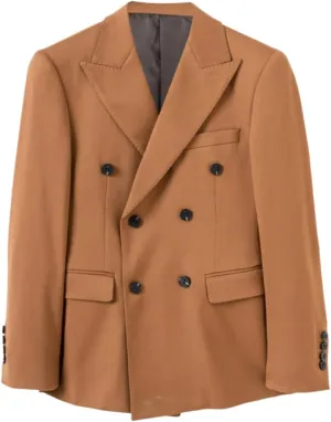 Men's Double-Breasted Blazer Daily Slim Solid Color Office Formal Commuter Suit Jacket