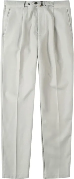 Men's Dress Trousers Solid Color Flat Front Skinny Business Pants Slim Fit Chino Pencil Formal Pants (34,Light Grey)