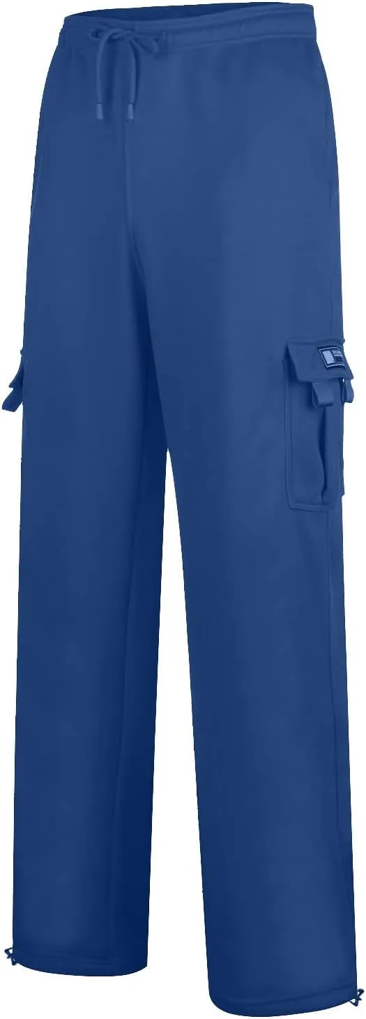 Mens Heavyweight Fleece Cargo Relaxed Fit Stretch Sweatpants Joggers with Pockets Fashion Sport Baggy Pants Trousers