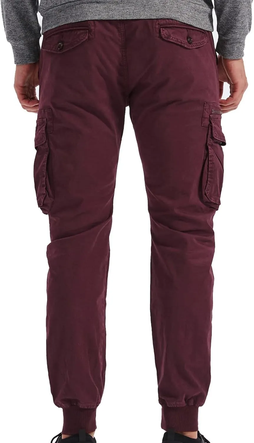 Mens Linen Pants Drawstring Buckle Zipper Cargo Pants Multi Pockets Solid Beam Feet Athletic Sweatpants Outdoor