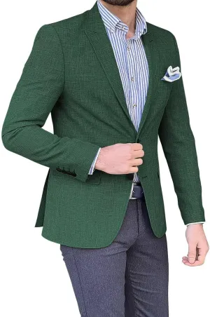 Mens Linen Suit Jackets Casual Two Button Slim Fit Blazers Suit Sport Coats for Wedding Prom Party