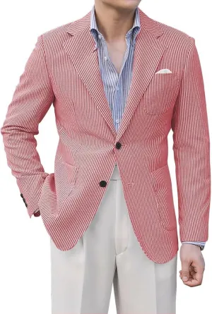 Mens Seersucker Suit Blazer for Men Casual Seersucker Suits for Men Lightweight Summer Seersucker Blazers for Wedding