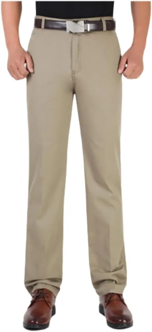 Men's Slim-Fit Casual Chino Pant Spring and Autumn Thick Double Pleated Loose Cotton High Waist