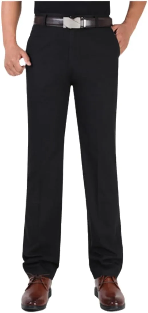 Men's Slim-Fit Casual Chino Pant Spring and Autumn Thick Double Pleated Loose Cotton High Waist