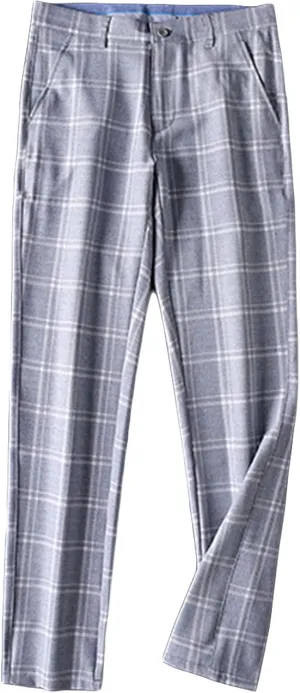 Men's Slim-Fit Flat-Front Dress Pant Straight Fit Plaid Stretch Skinny Casual Business Dress Chinos Pants (33,Light Blue)