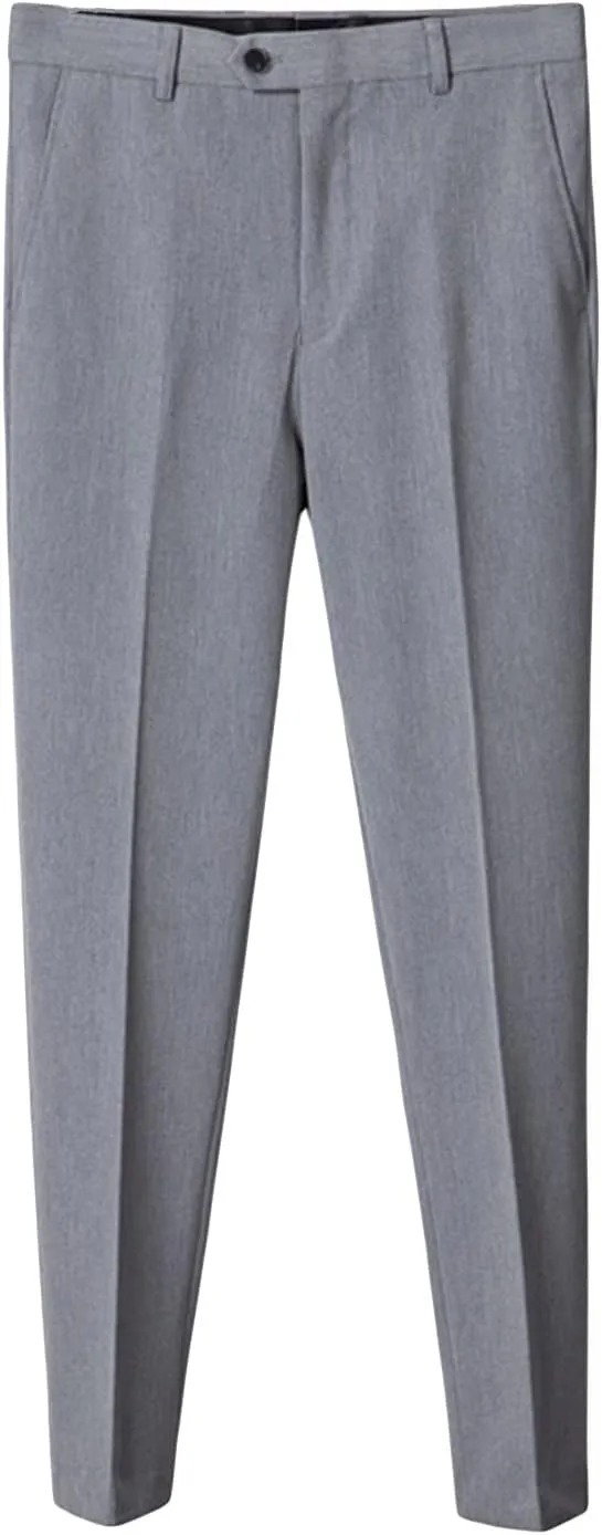Men's Stretch Dress Pants Slim Fit Skinny Suit Pants Casual Fashion Retro Tapered Business Dress Chino Pants (36,Light Grey)